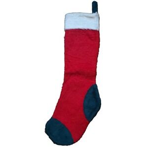 Vintage Red & Green Fleece Christmas Stocking